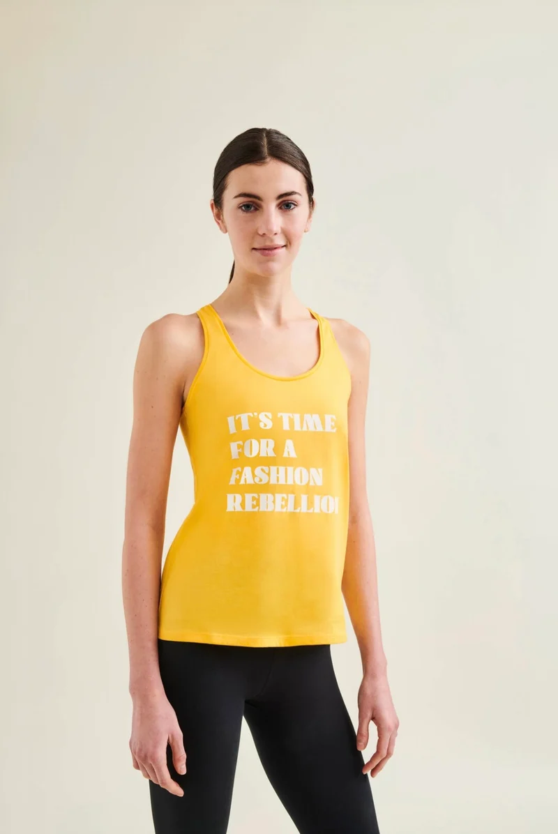 Organic Cotton Racer Tank with Print - Sunshine Yellow