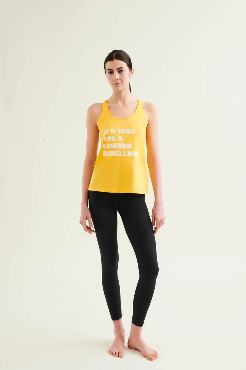 Organic Cotton Racer Tank with Print - Sunshine Yellow