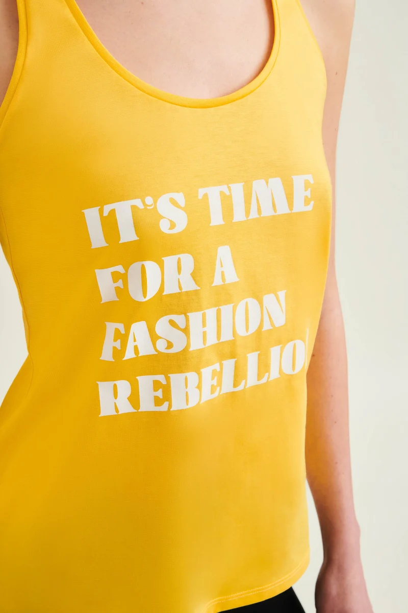 Organic Cotton Racer Tank with Print - Sunshine Yellow