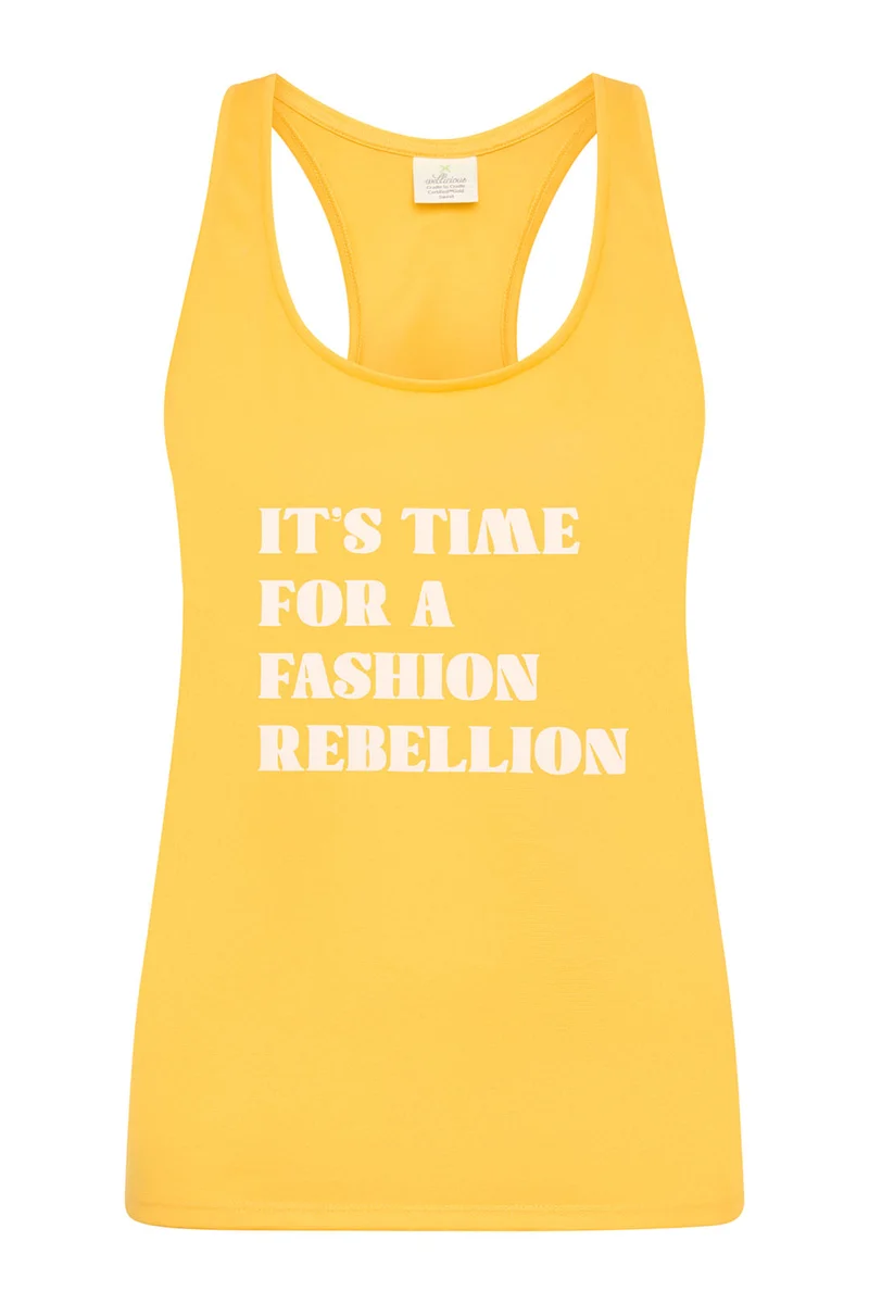 Organic Cotton Racer Tank with Print - Sunshine Yellow