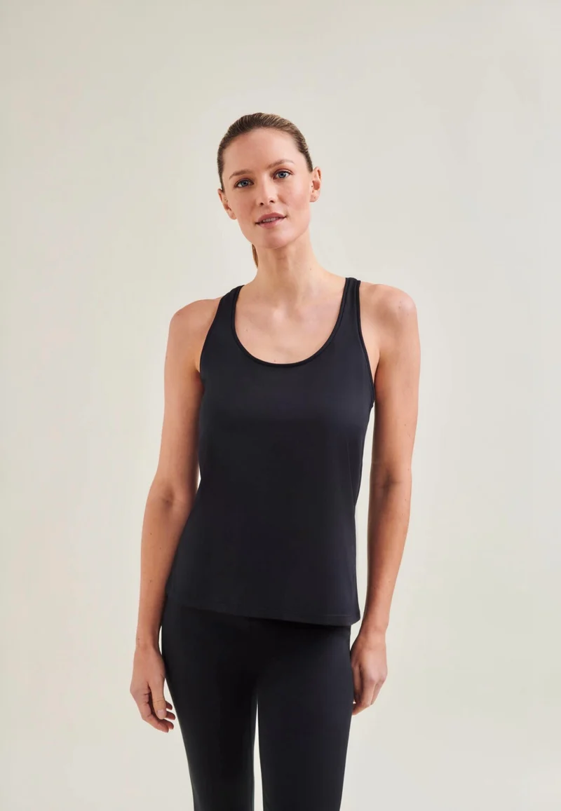 Organic Cotton Racer Tank - Caviar Black - Wellicious Community Sale