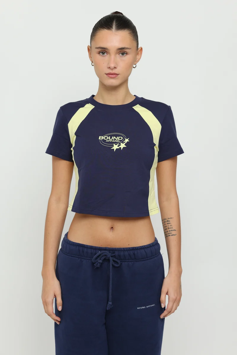 Navy & Yellow Micro Tee