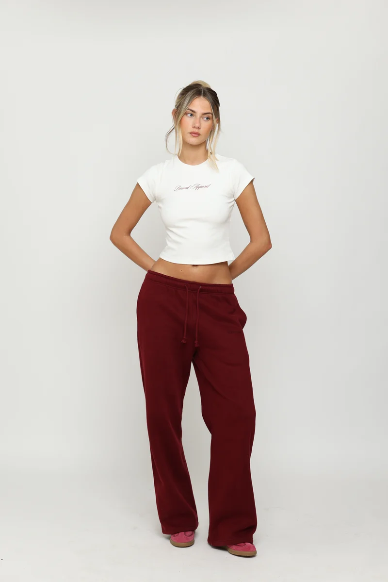 Maroon Italic Baby Tee