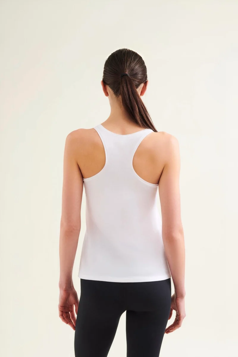 Organic Cotton Racer Tank with Print - Diamond White - Wellicious Community Sale