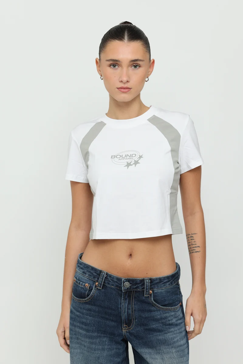 White & Silver Micro Tee