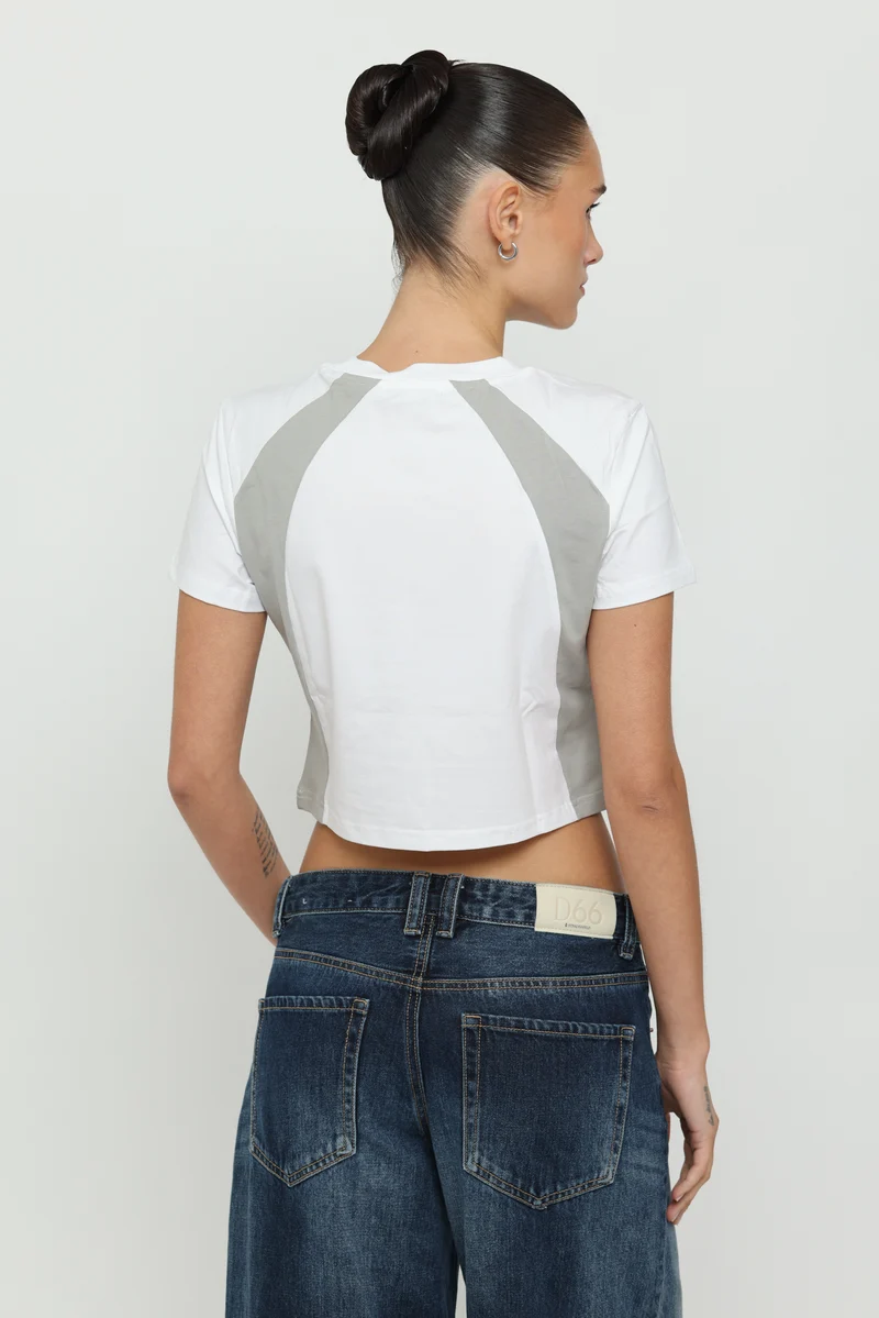 White & Silver Micro Tee