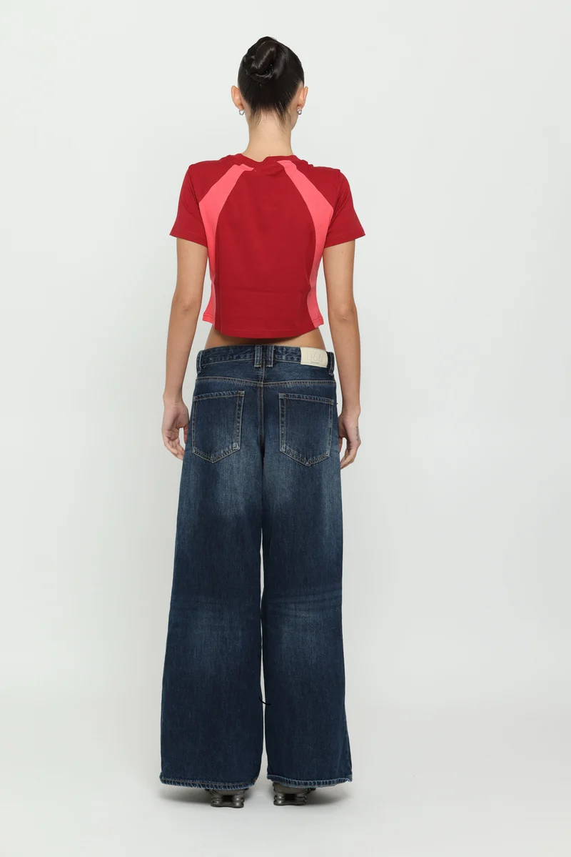 Maroon & Pink Micro Tee