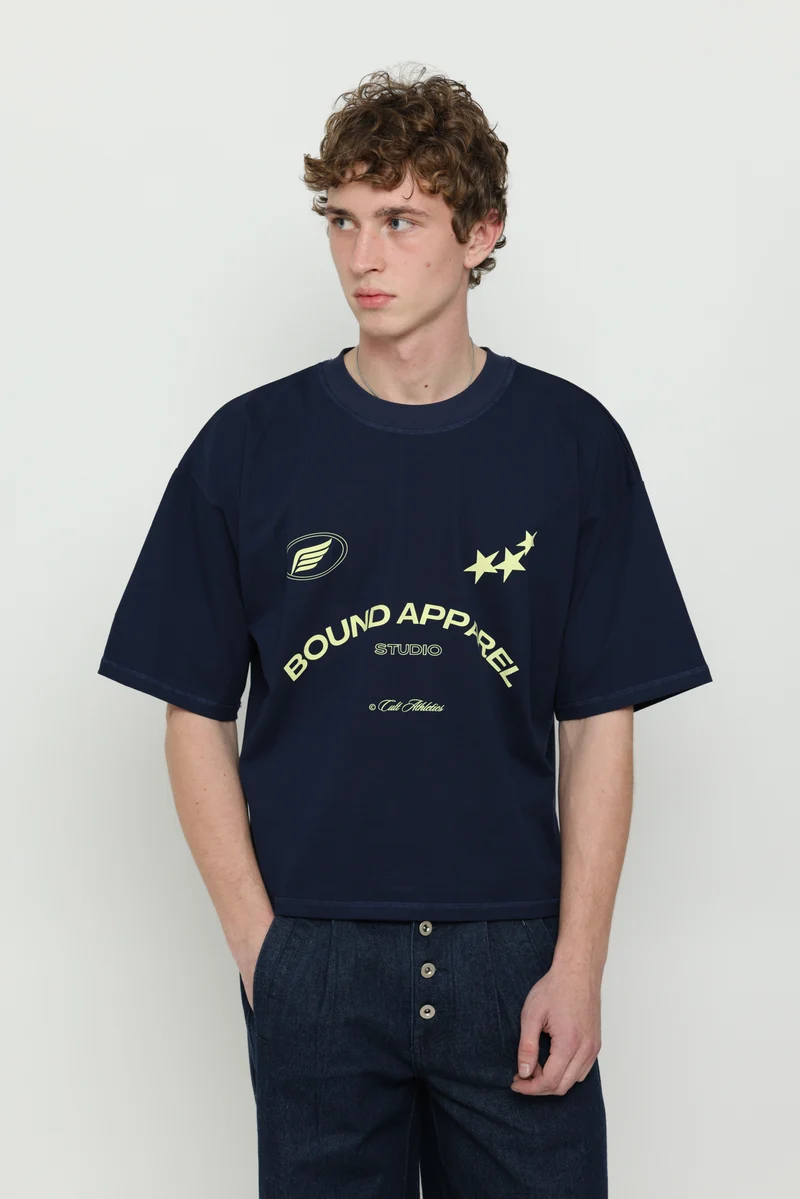 Navy & Yellow Boxy Tee