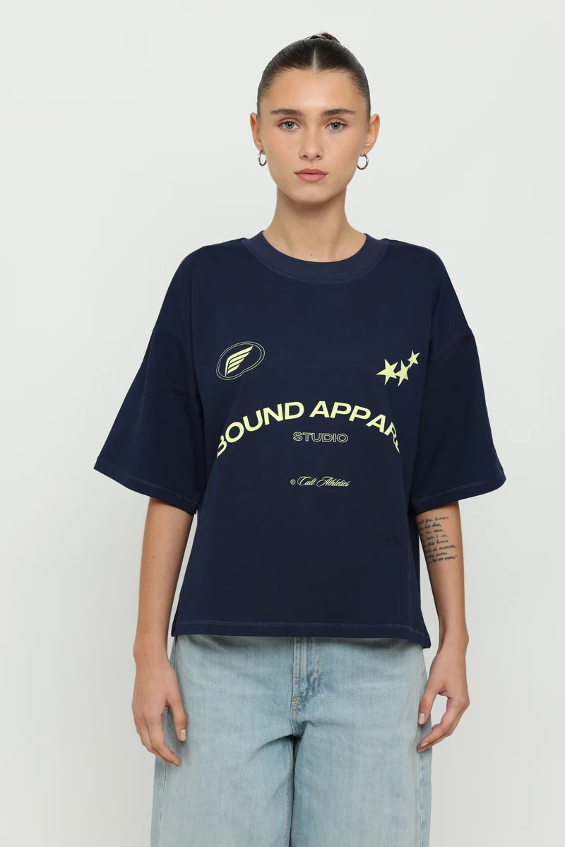 Navy & Yellow Boxy Tee