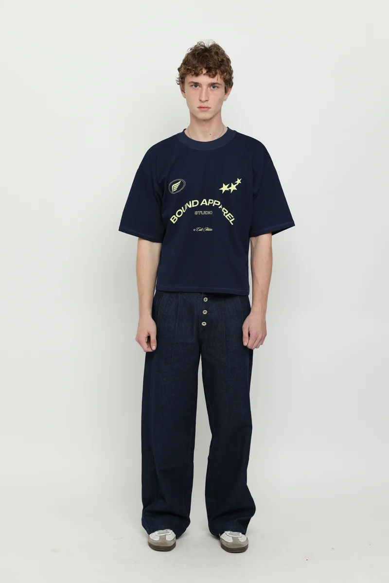 Navy & Yellow Boxy Tee