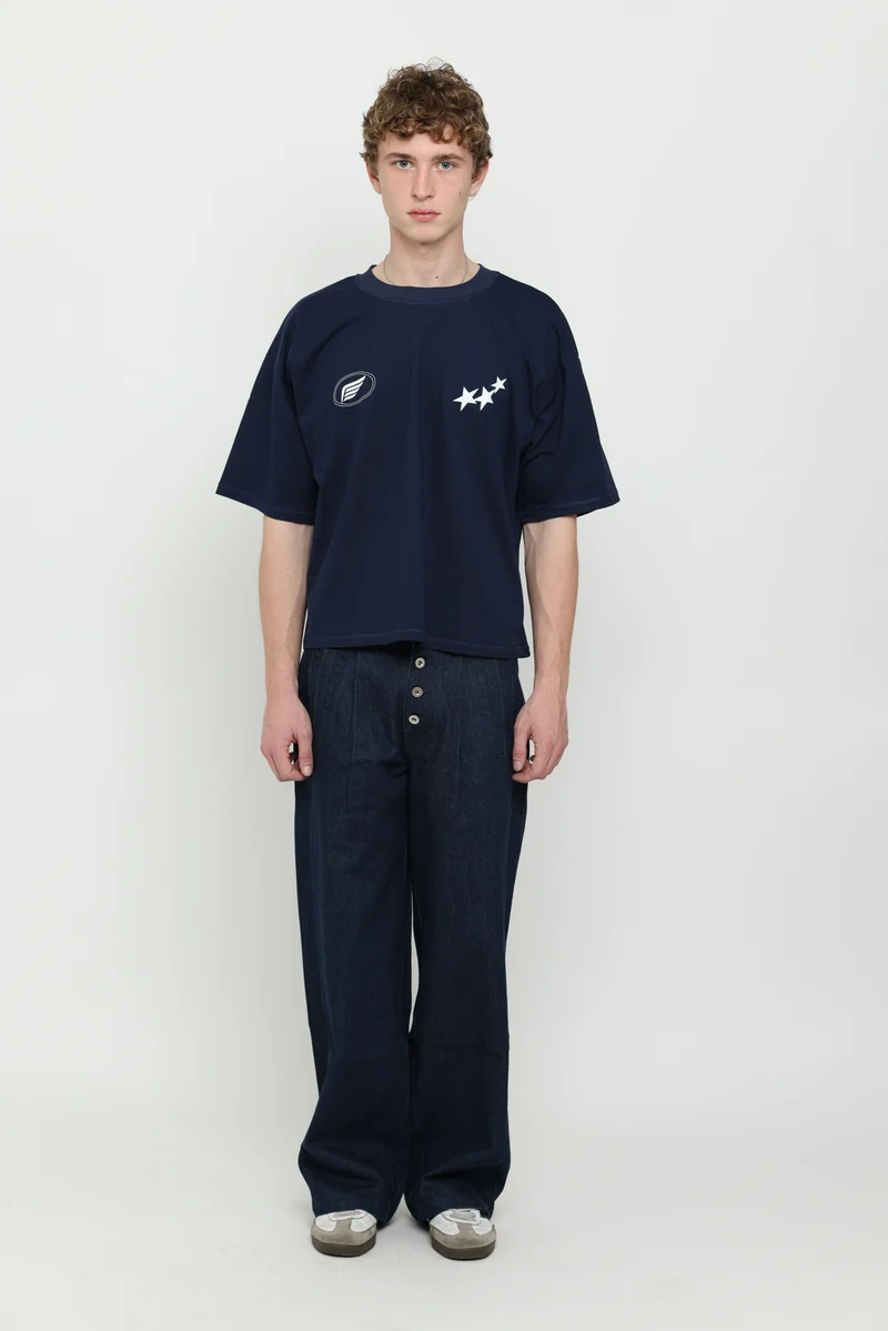 Navy & White Boxy Tee