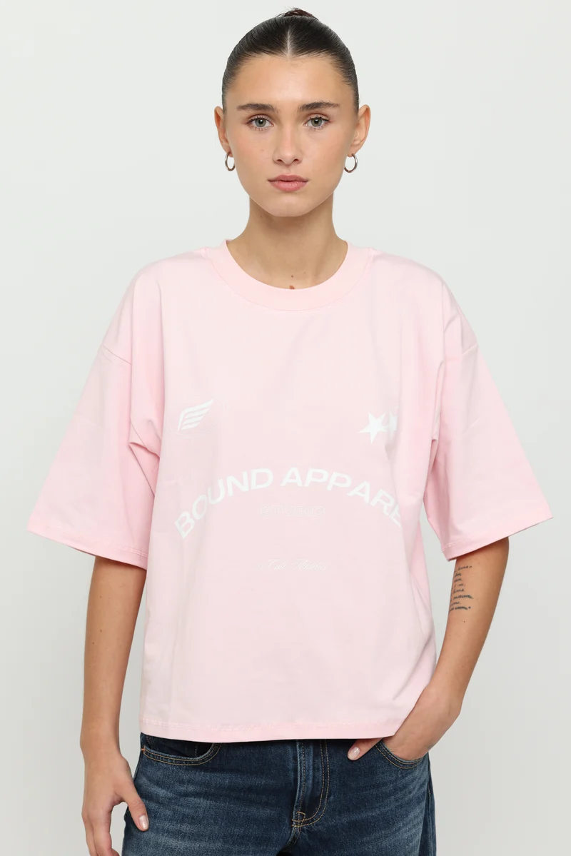 Baby Pink & White Boxy Tee