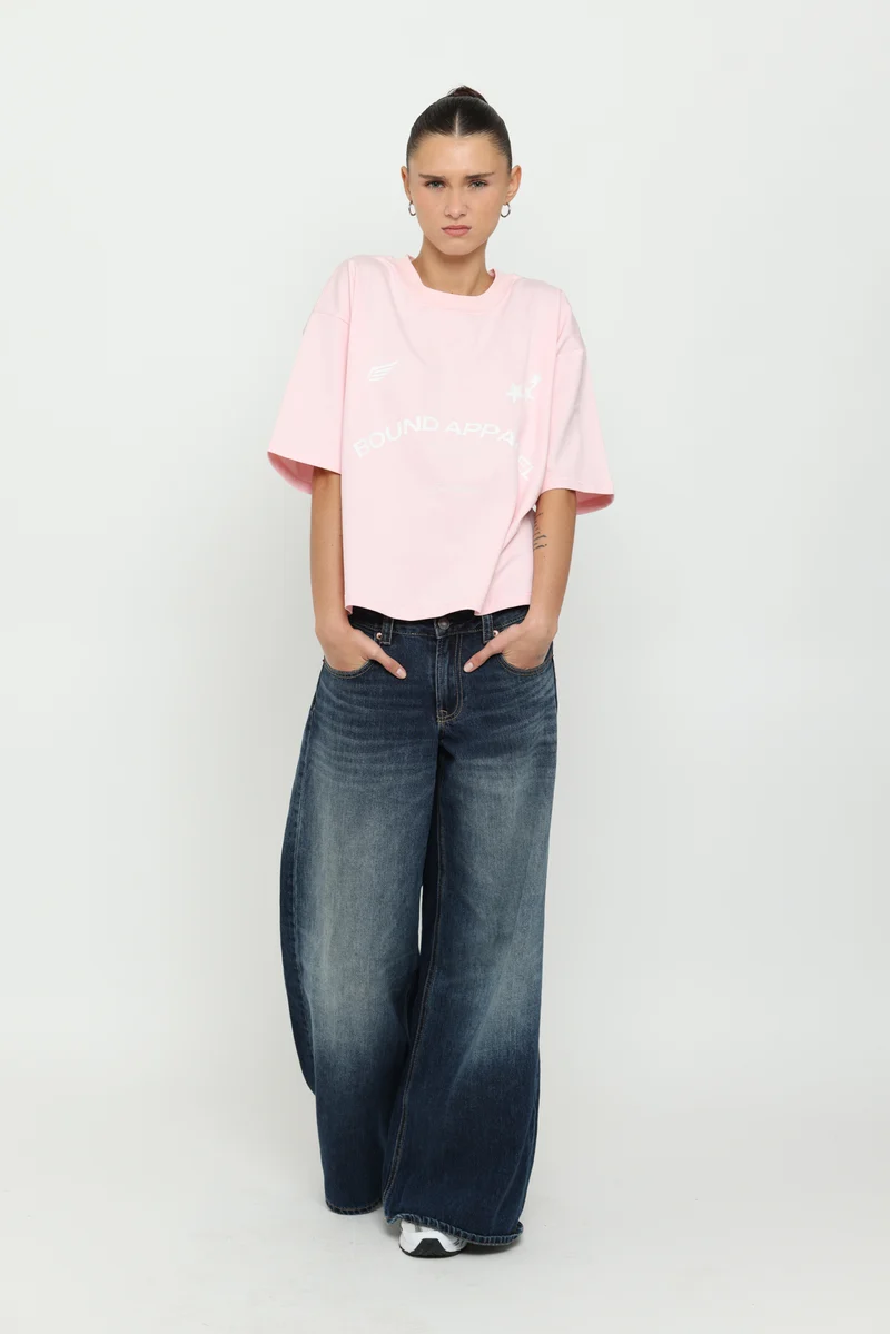 Baby Pink & White Boxy Tee