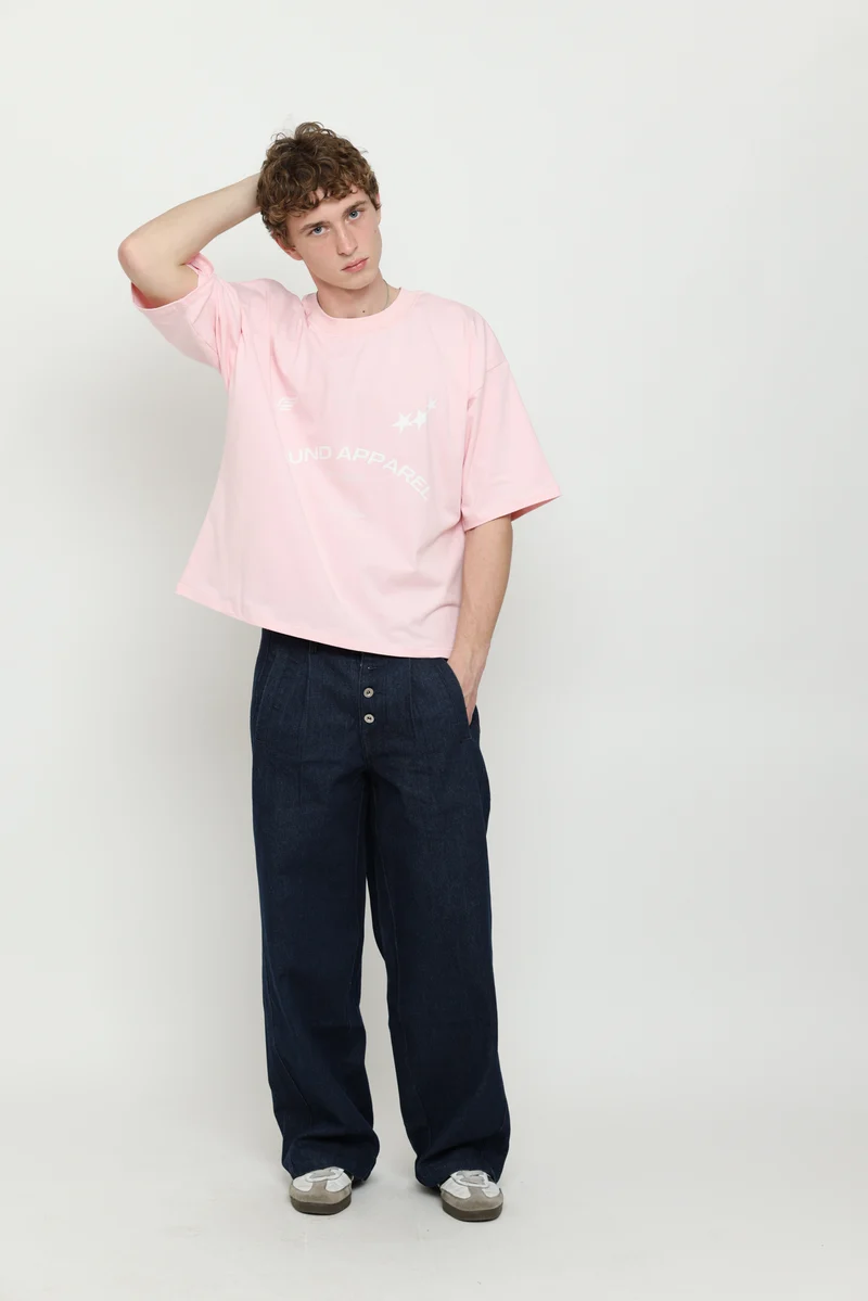 Baby Pink & White Boxy Tee