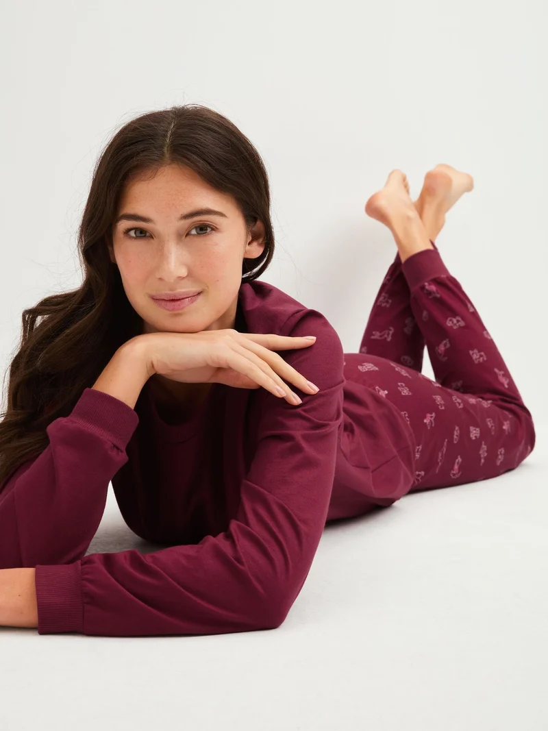 DAMEN Pyjama mit Bündchen