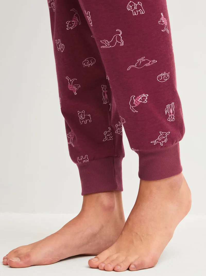 DAMEN Pyjama mit Bündchen