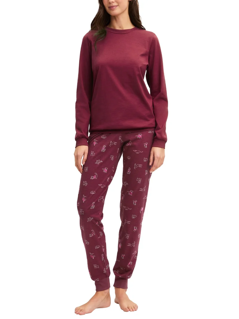 DAMEN Pyjama mit Bündchen