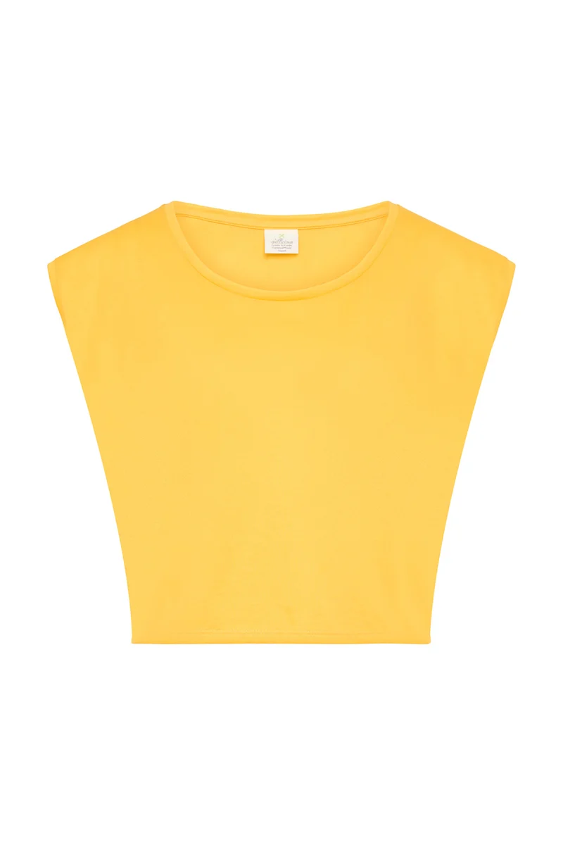 Organic Cotton Cropped Dance Vest - Sunshine Yellow - Wellicious Community Sale