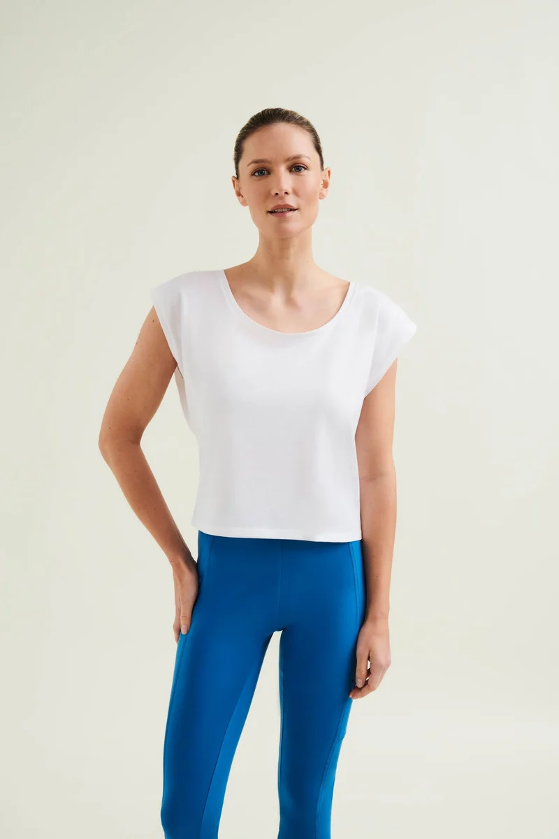 Organic Cotton Cropped Dance Vest - Diamond White