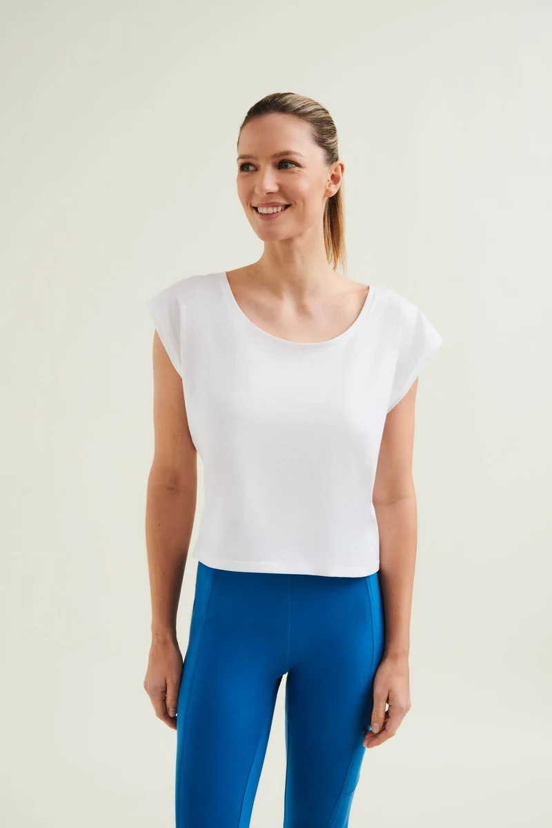 Organic Cotton Cropped Dance Vest - Diamond White