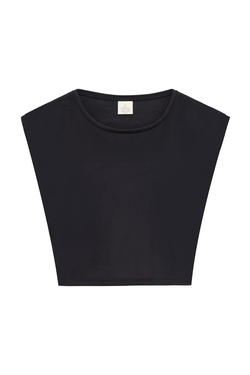 Organic Cotton Cropped Dance Vest - Caviar Black