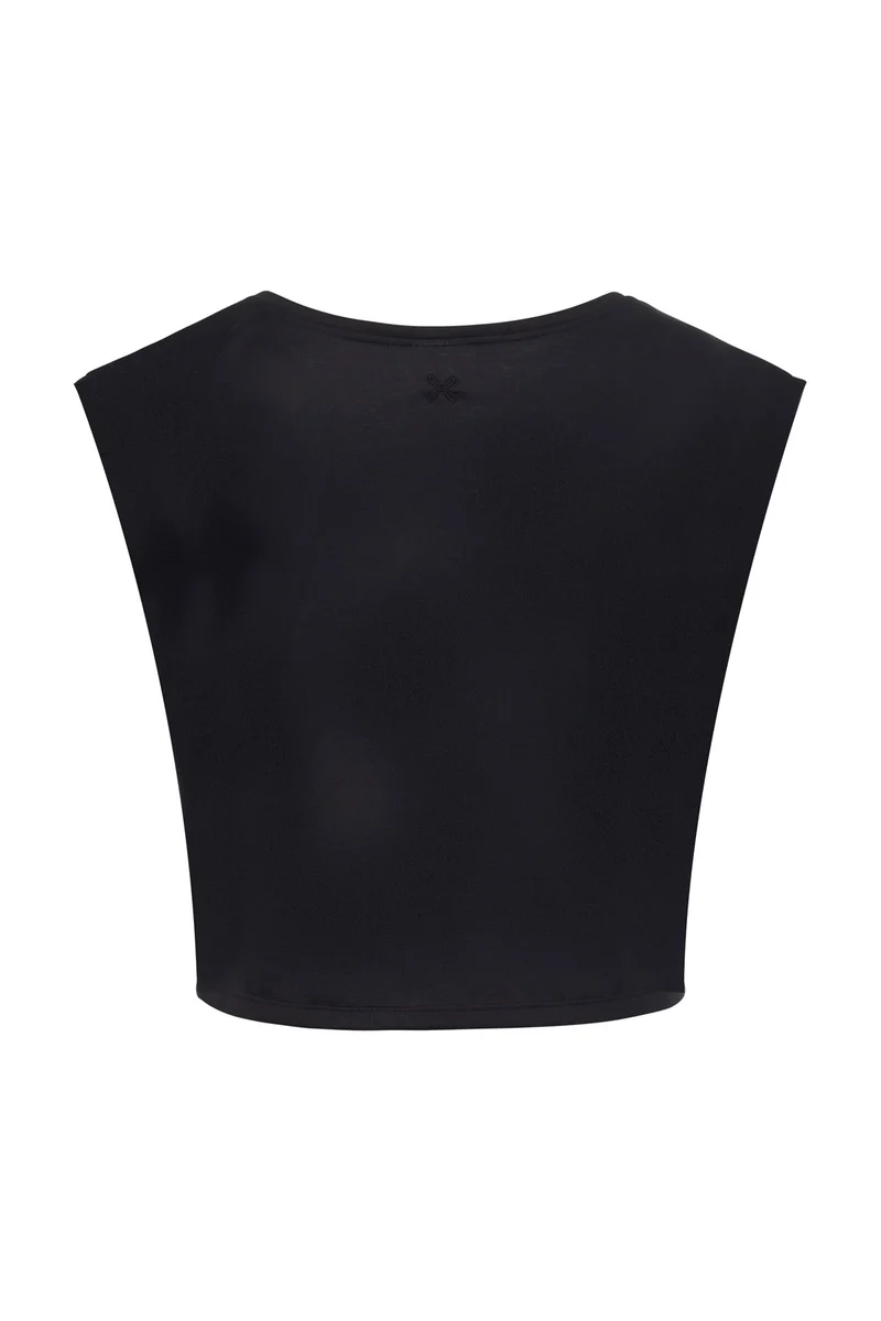 Organic Cotton Cropped Dance Vest - Caviar Black