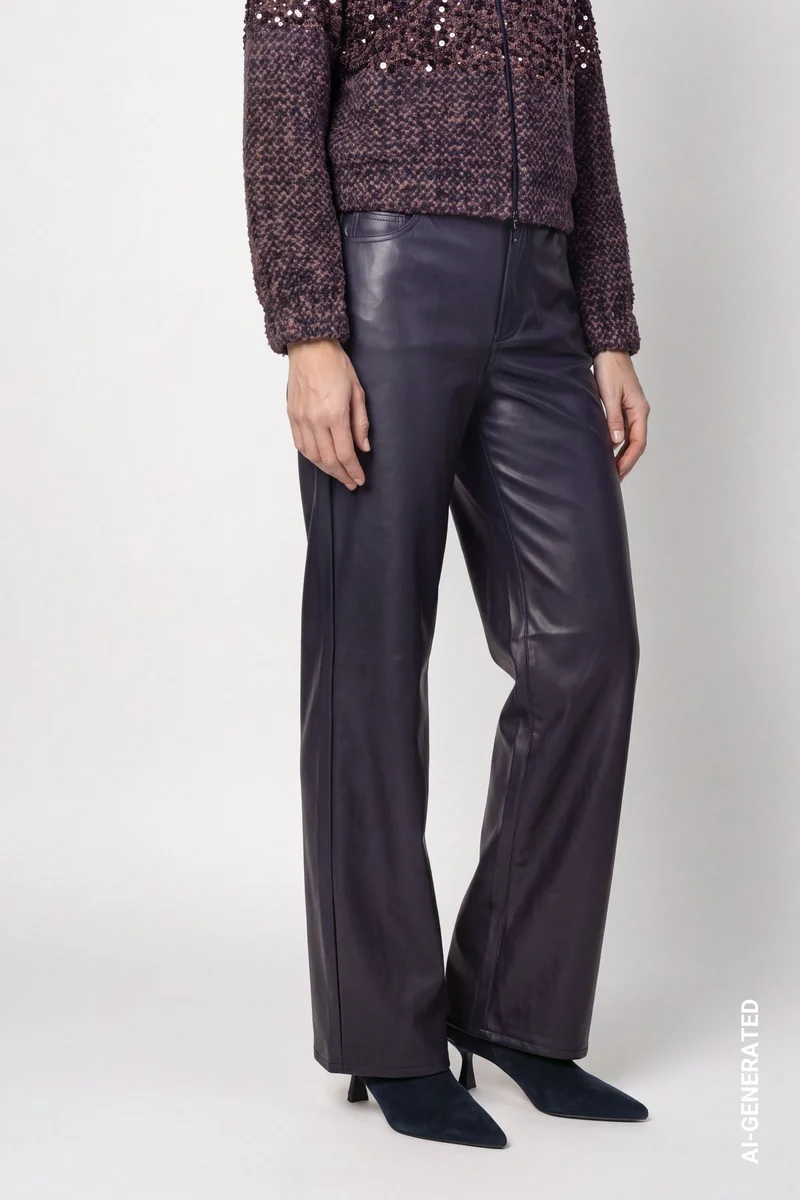 Kunstleder Wide-Leg-Hose