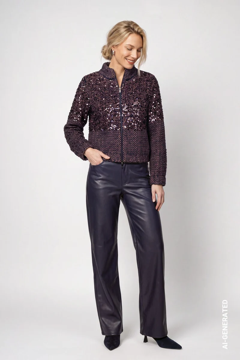 Kunstleder Wide-Leg-Hose