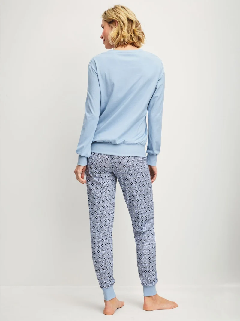 DAMEN Pyjama mit Bündchen
