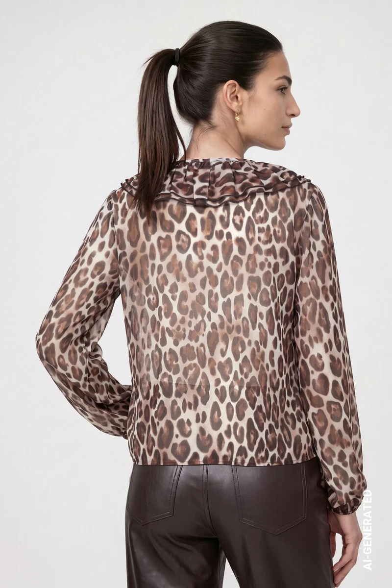 Chiffon Bluse mit Leo-Muster