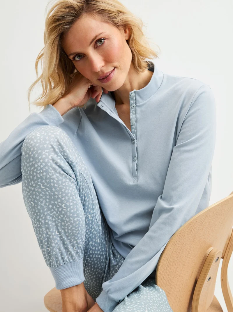DAMEN Pyjama mit Bündchen