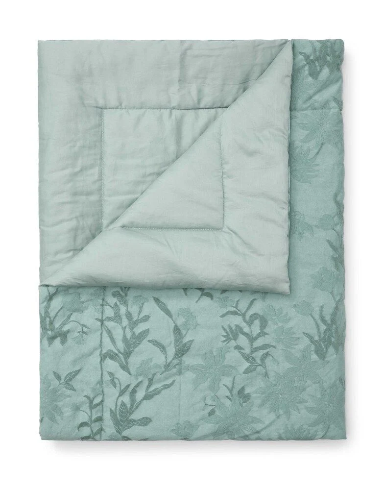Essenza Claudine Dusty teal Tagesdecke 150 x 200 cm