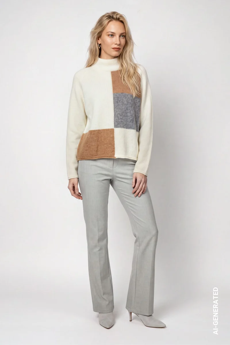 Strickpullover mit Colorblock