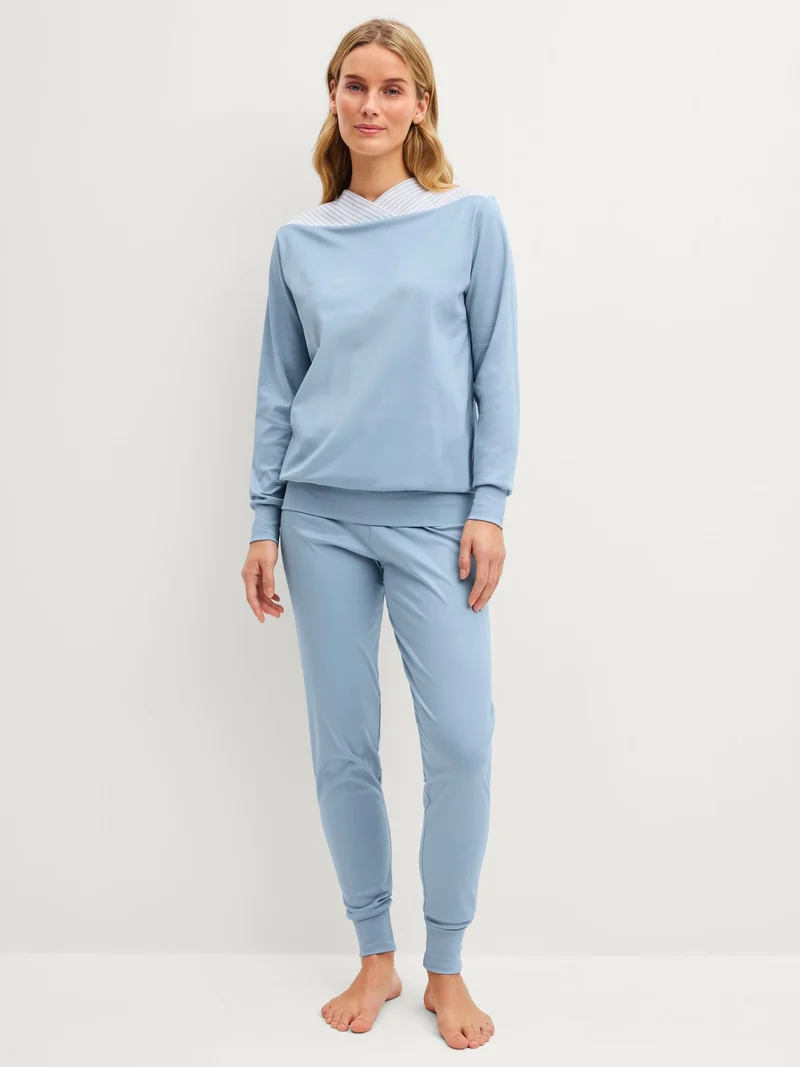 DAMEN Pyjama mit Bündchen