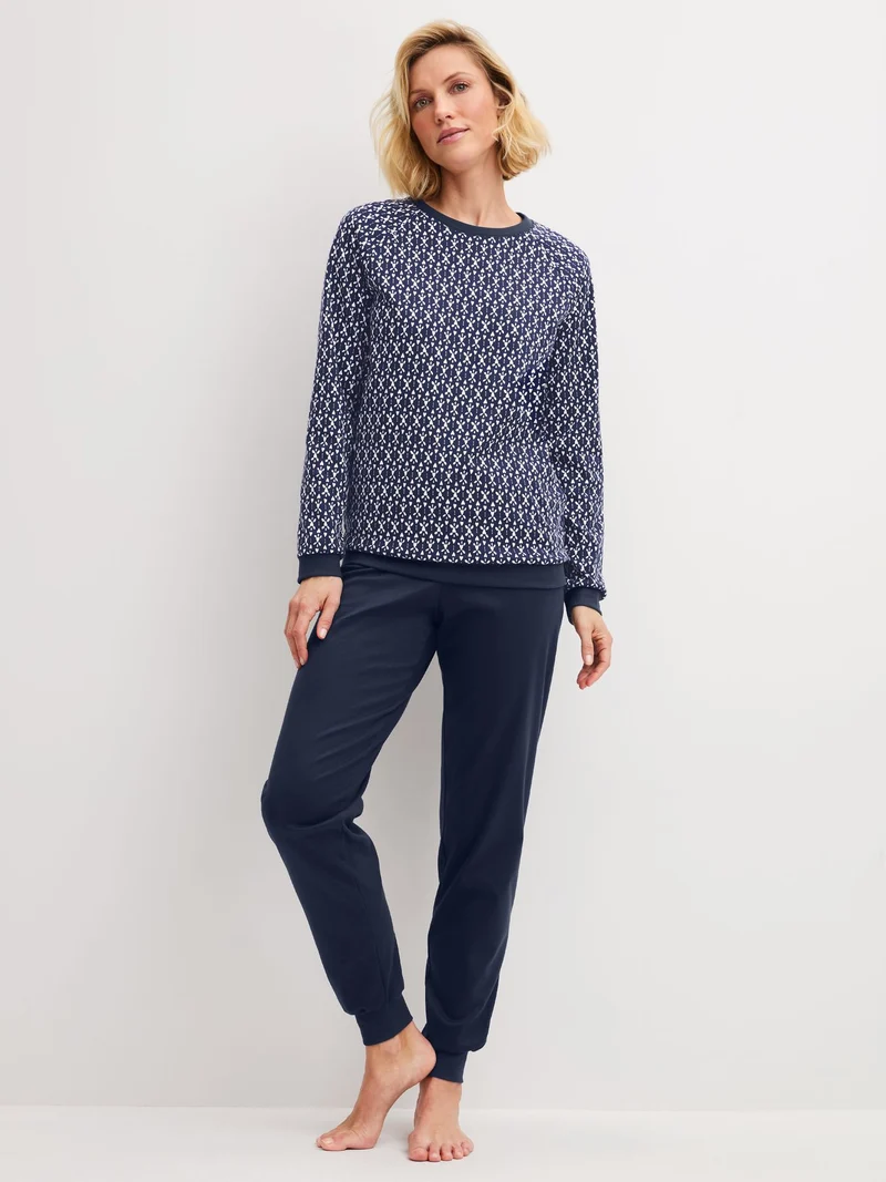 DAMEN Pyjama mit Bündchen
