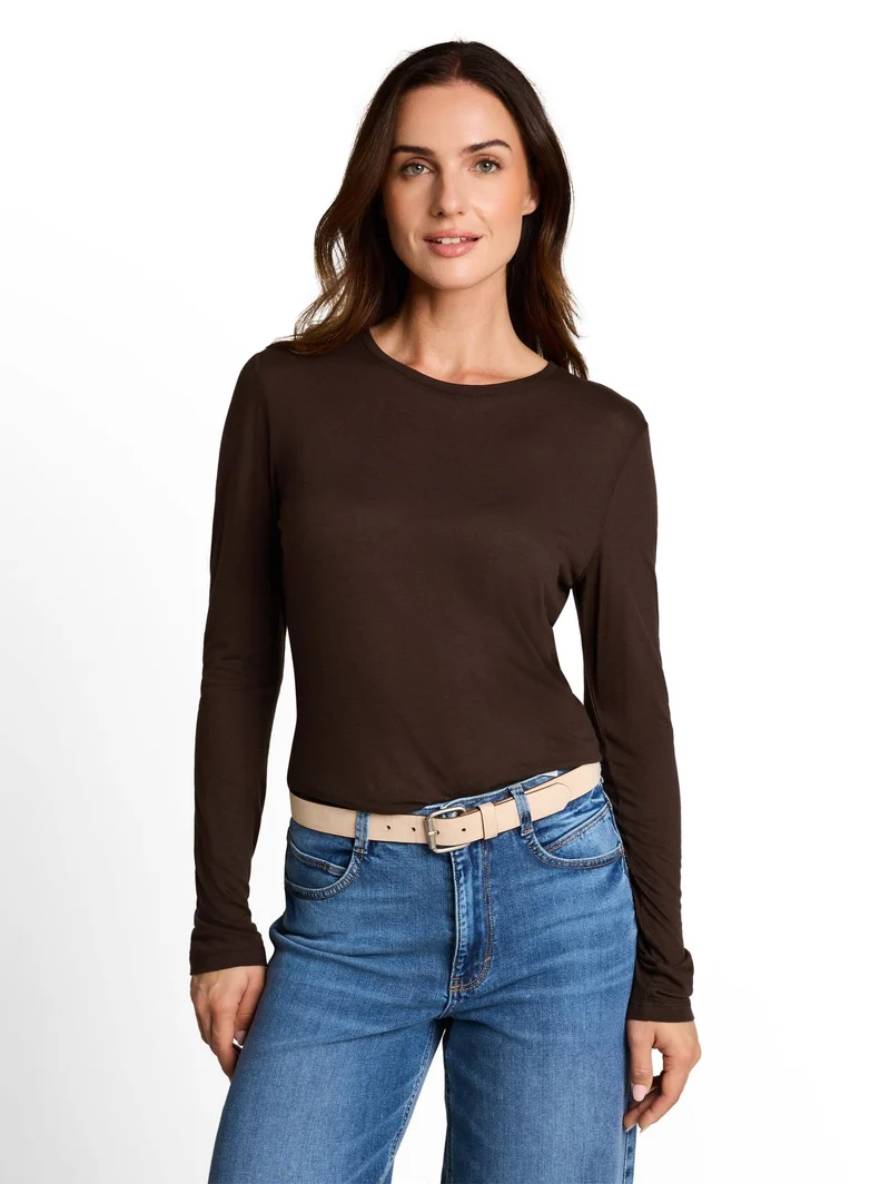 Slim Fit Langarmshirt mit Wollanteil
