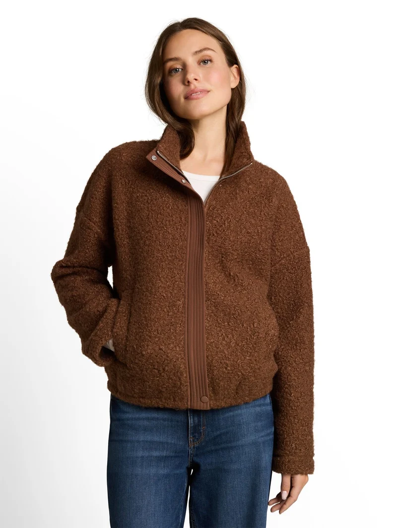 Teddy Sweatjacke mit Stehkragen