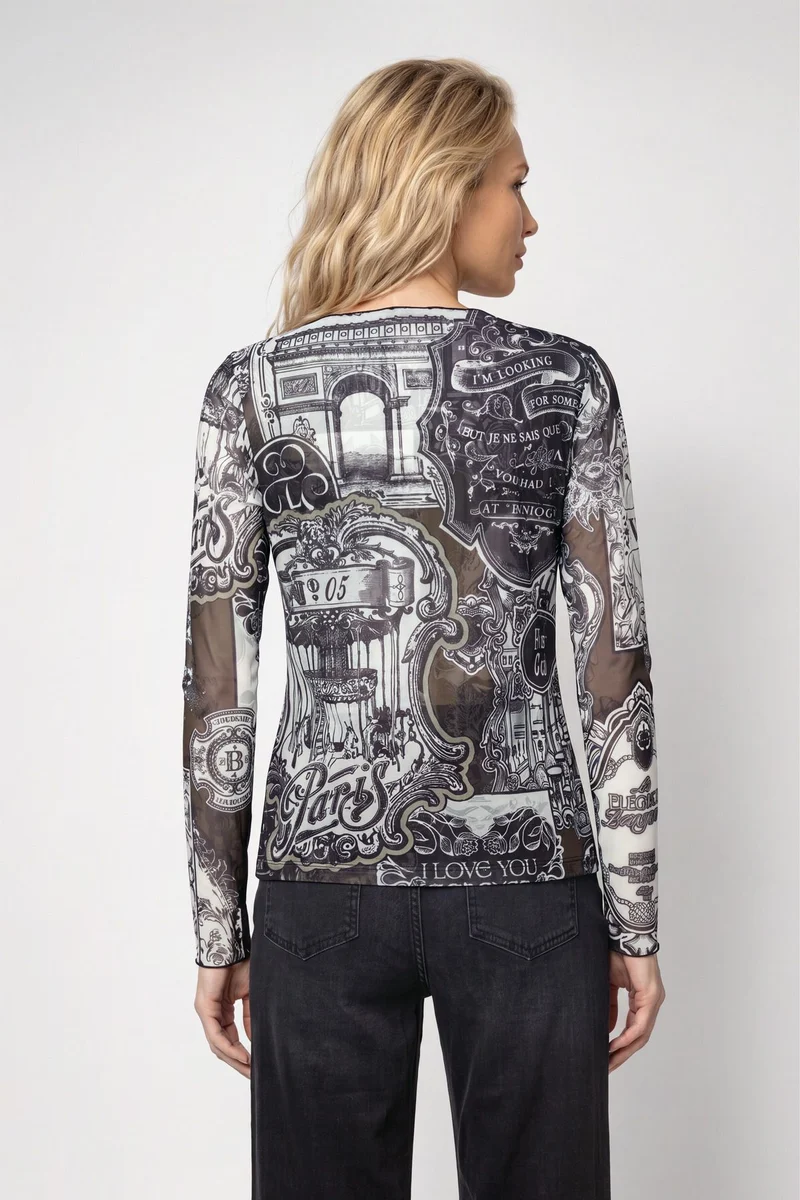 Langarmshirt mit Emblem-Muster