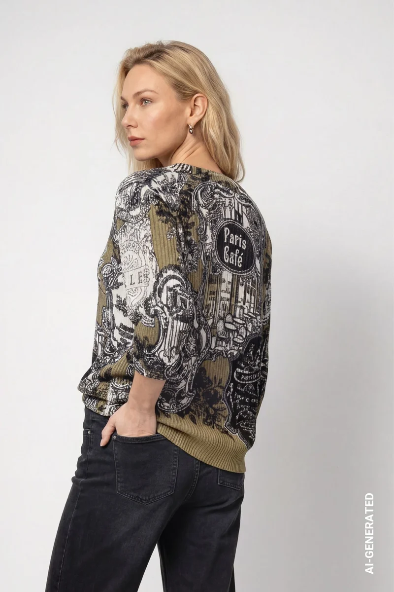 Strickpullover mit Emblemdruck