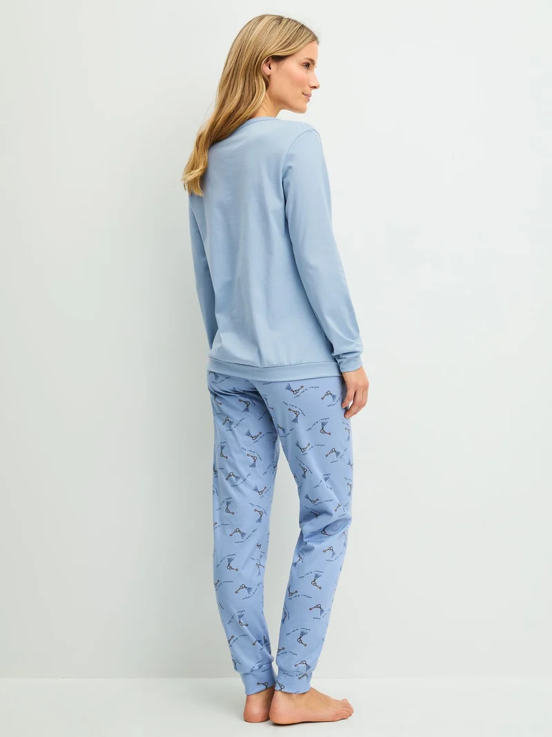 DAMEN Pyjama mit Bündchen