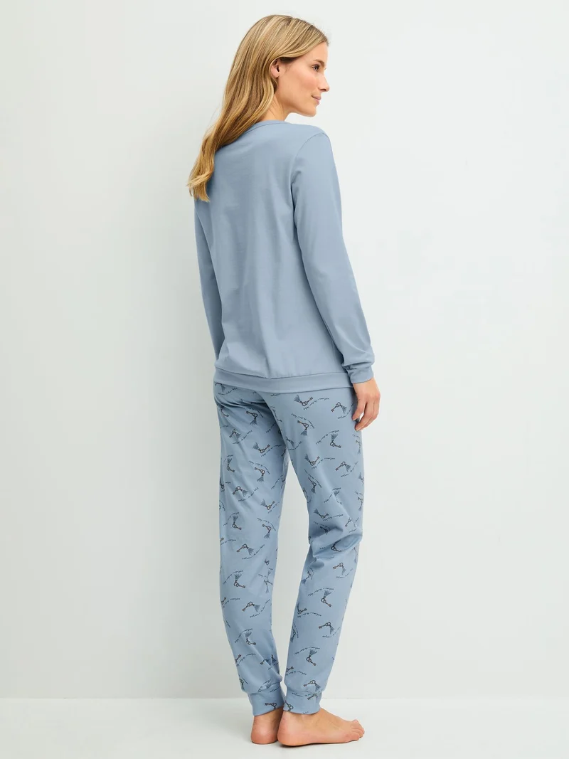 DAMEN Pyjama mit Bündchen