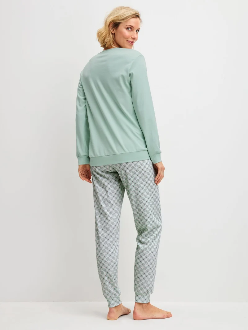 DAMEN Pyjama mit Bündchen