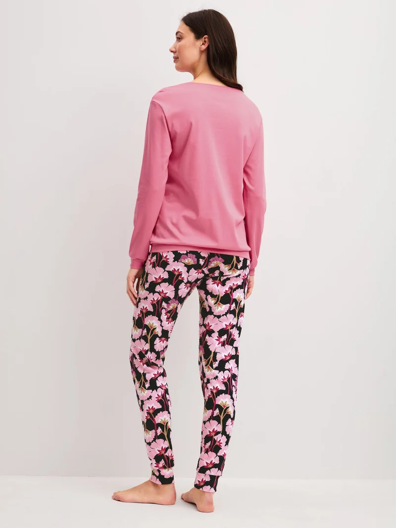 DAMEN Pyjama mit Bündchen