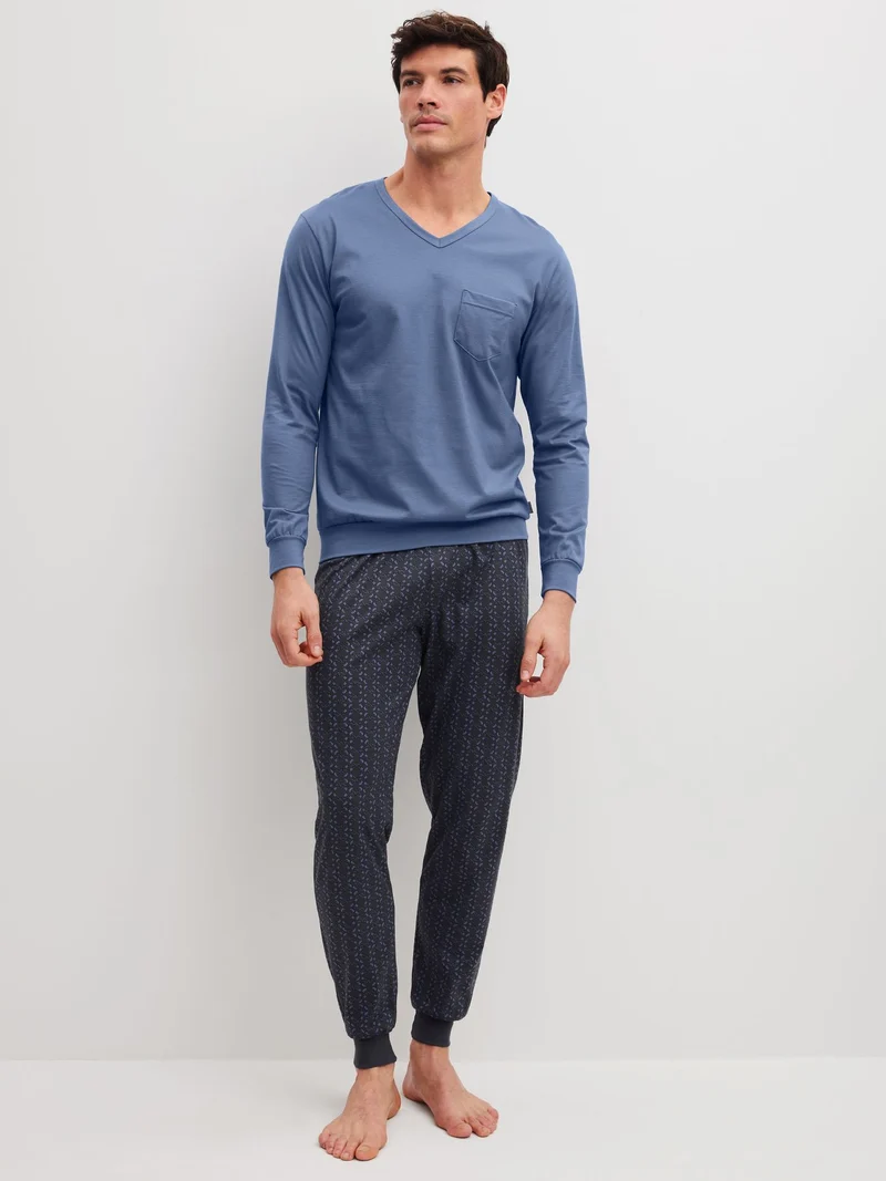 HERREN Pyjama mit Bündchen
