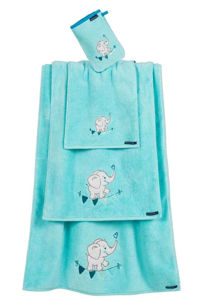 Kinderfrottier, Luxus Baumwolle, Elefant, türkis