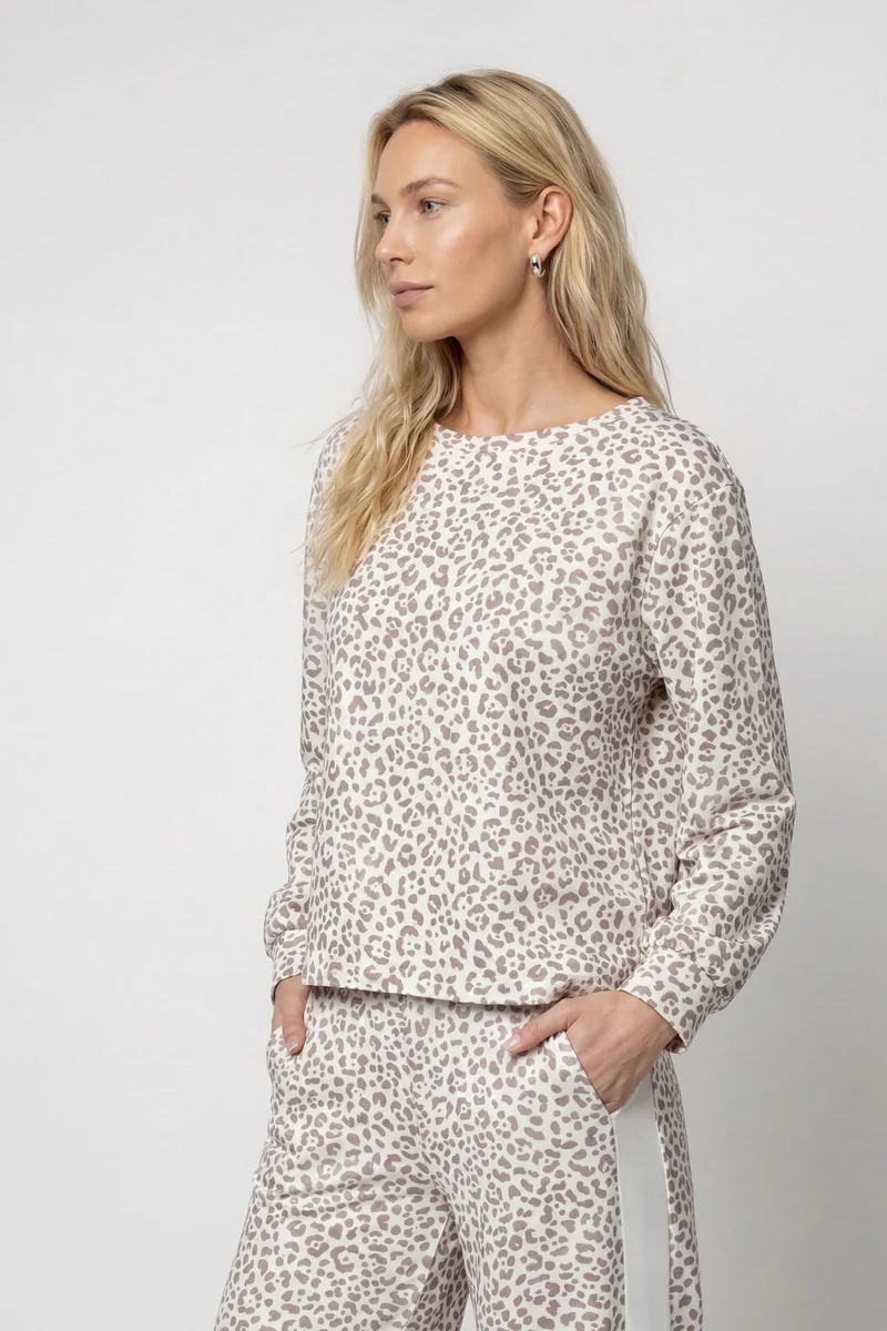Sweatshirt, taupe gemustert
