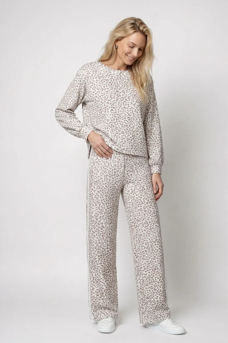 Sweatshirt, taupe gemustert
