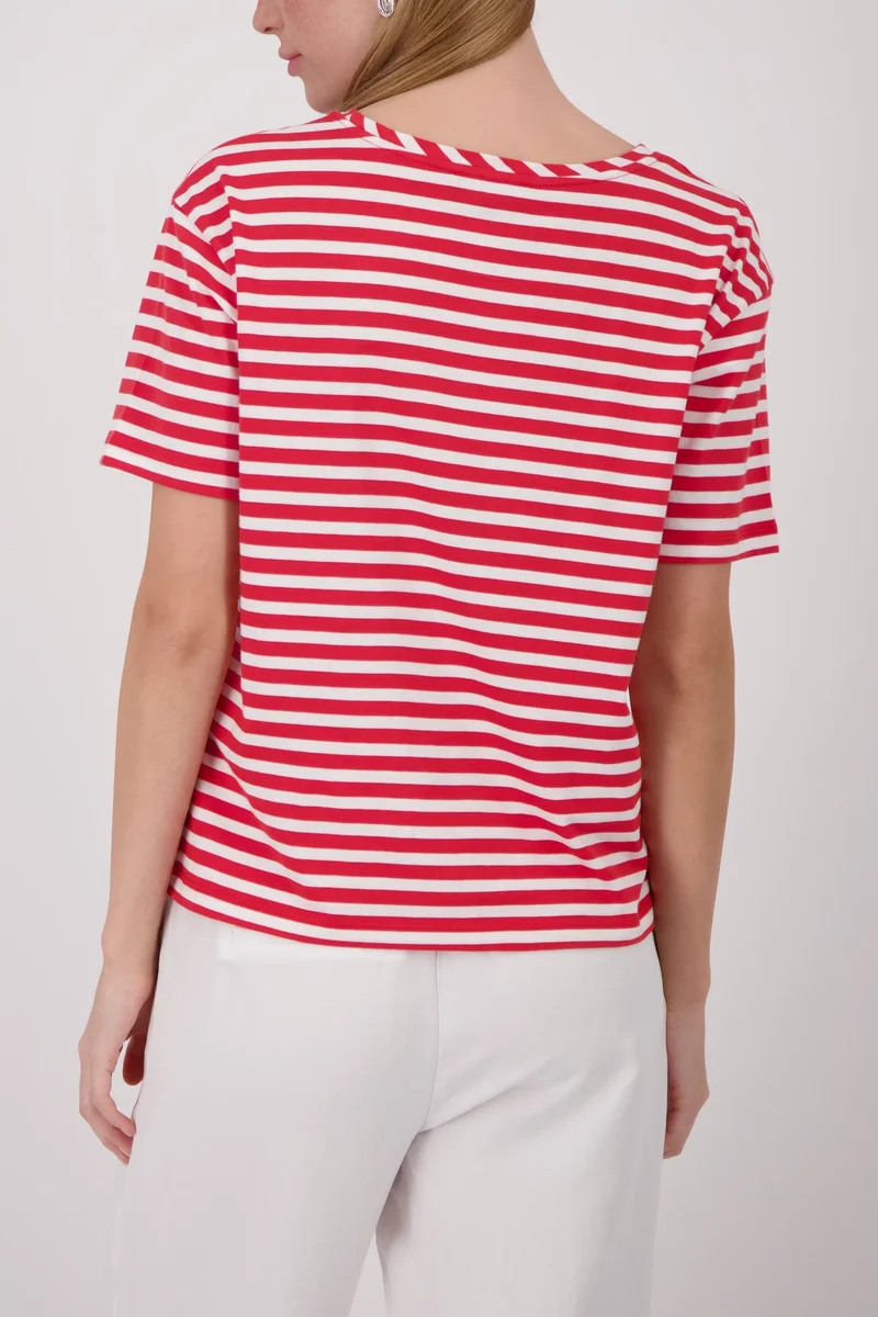 T-Shirt, coral red ringel