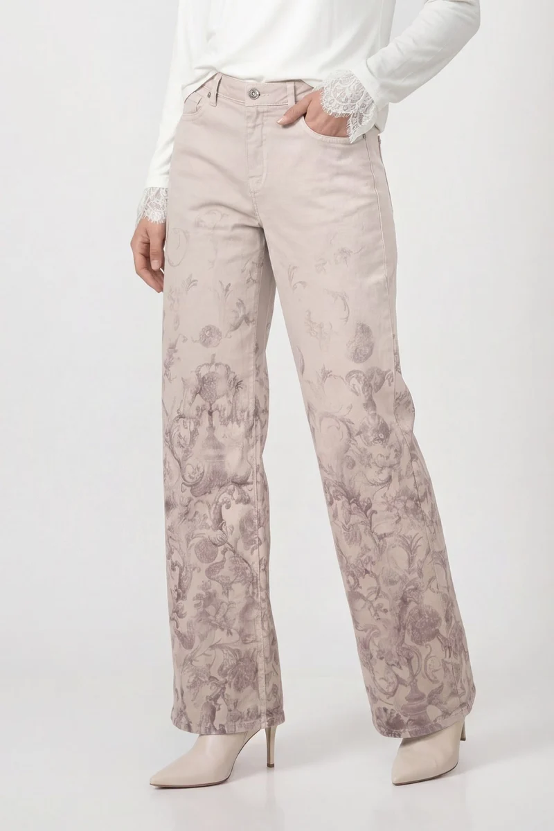 Hose, taupe gemustert