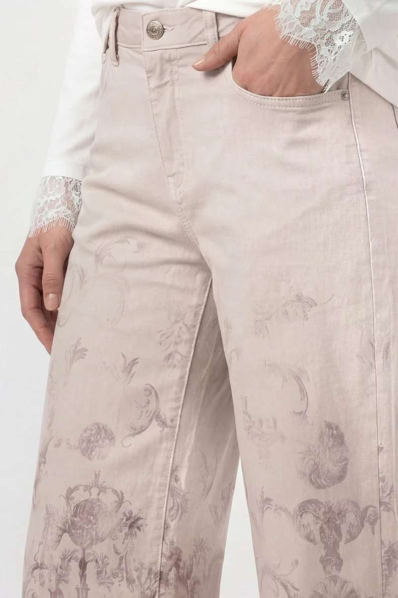 Hose, taupe gemustert